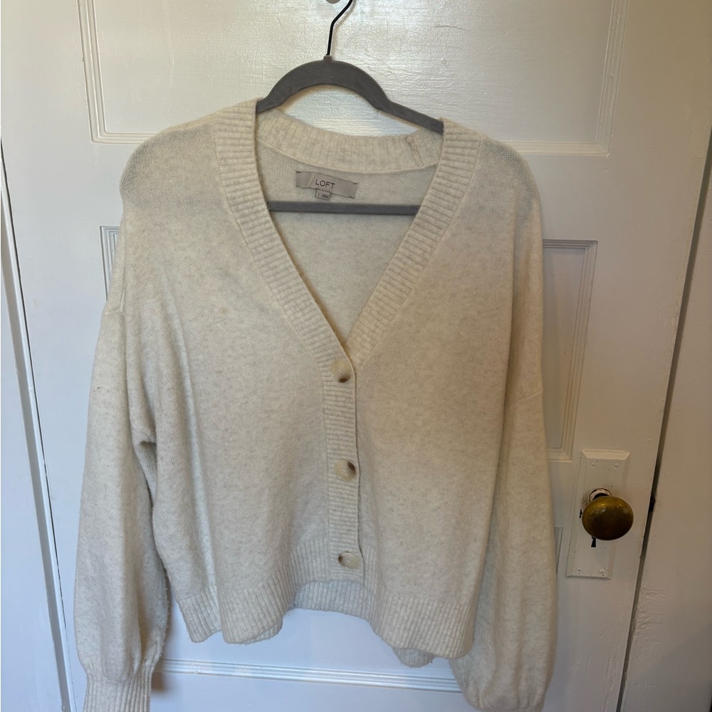 LOFT Women's Soft Cream Cardigan